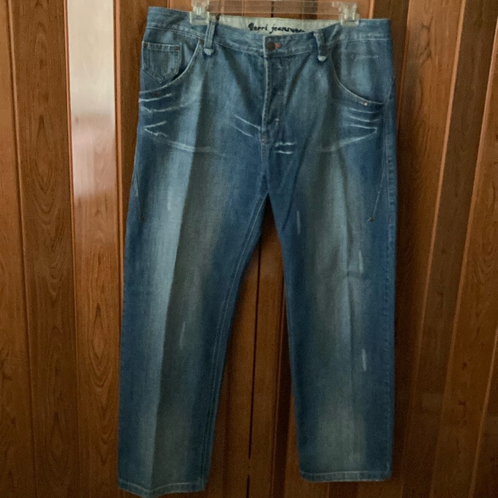 Verri Made in Italy Men’s Jean’swear Size44/32 Blue Straight Distressed Denim